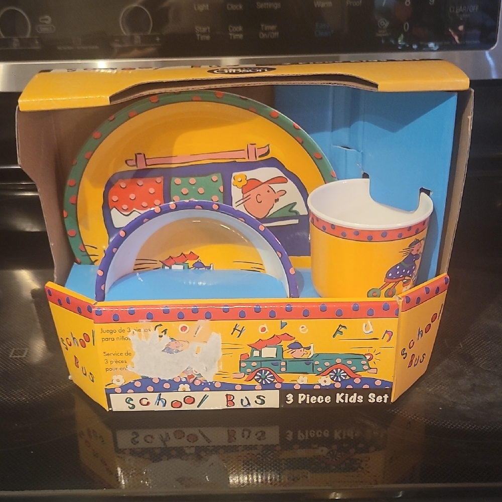 NWT Gibson School Bus Kids Set - Yellow and Blue Vintage 99' 3 Piece Set